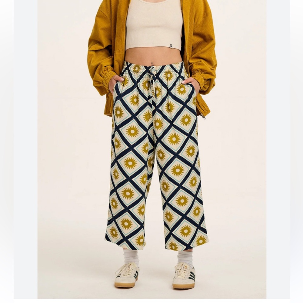 Lucy & Yak XL Chuck Geometric Wide Leg Pants - Yellow and Blue